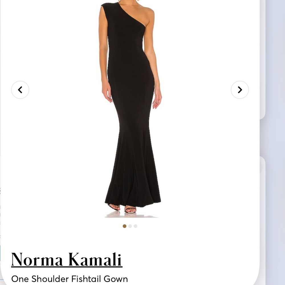 Norma Kamali one shoulder fishtail gown. Size med